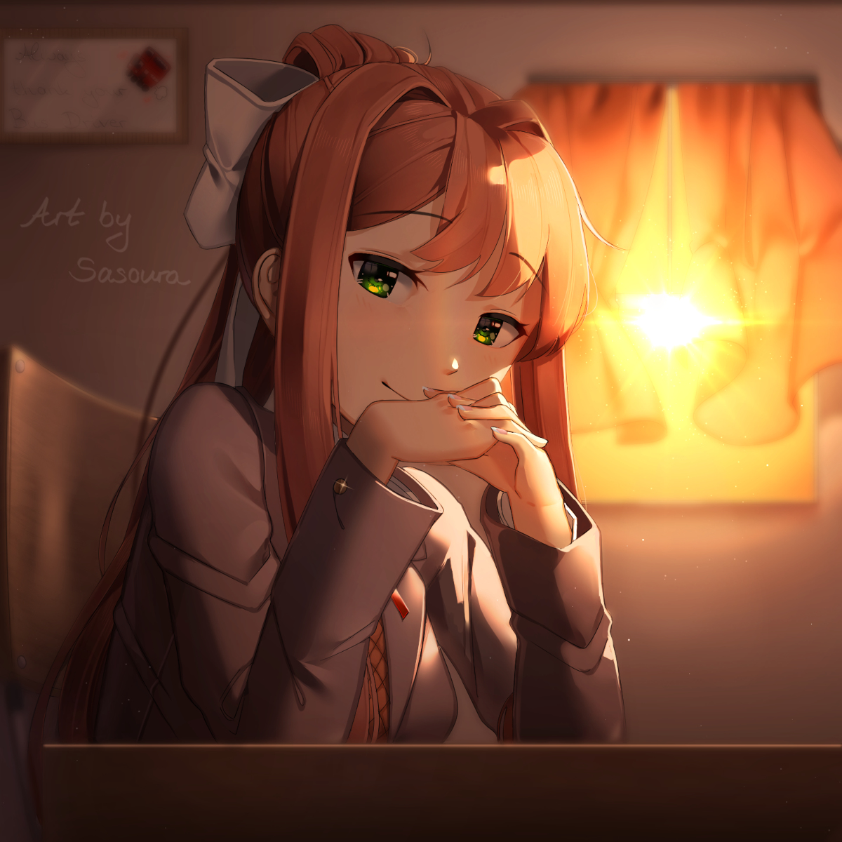 This is a pixiv picture whose title is 『DDLC』After Class.