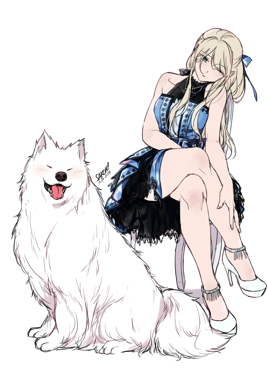 This is a pixiv picture whose title is サモエド - drawing practice.