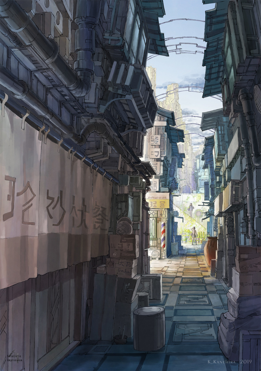 This is a pixiv picture whose title is 東通り何渡河辻を曲がった奥の路地.