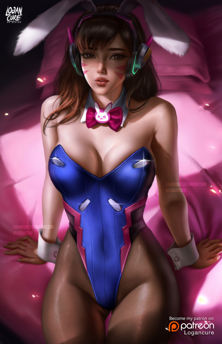 This is a pixiv picture whose title is Bunnygirl D.Va.