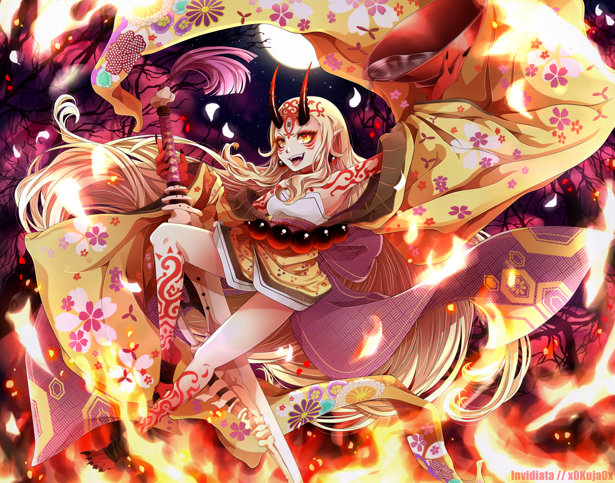This is a pixiv picture whose title is 茨木童子.