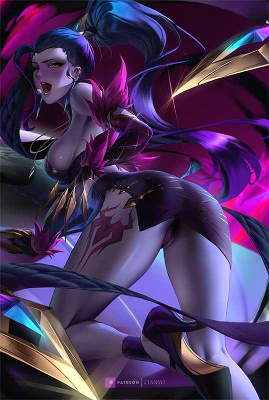 This is a pixiv picture whose title is K/DA  widowmaker x evelynn.