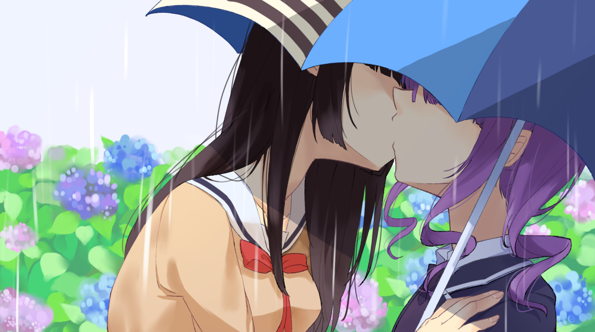 This is a pixiv picture whose title is 雨の日の秘め事.