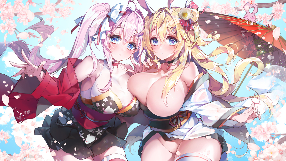 This is a pixiv picture whose title is 🌸＆🎆.
