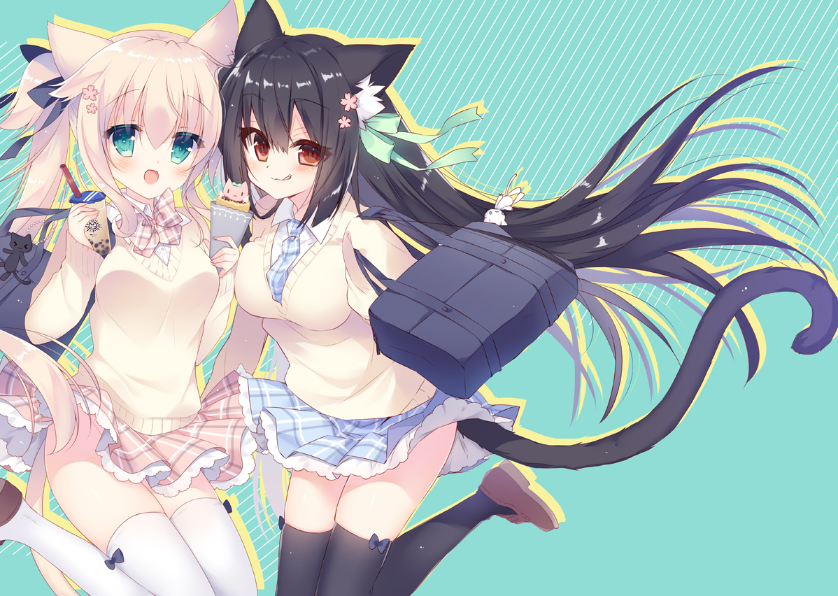 This is a pixiv picture whose title is 放課後ねこみみJK.