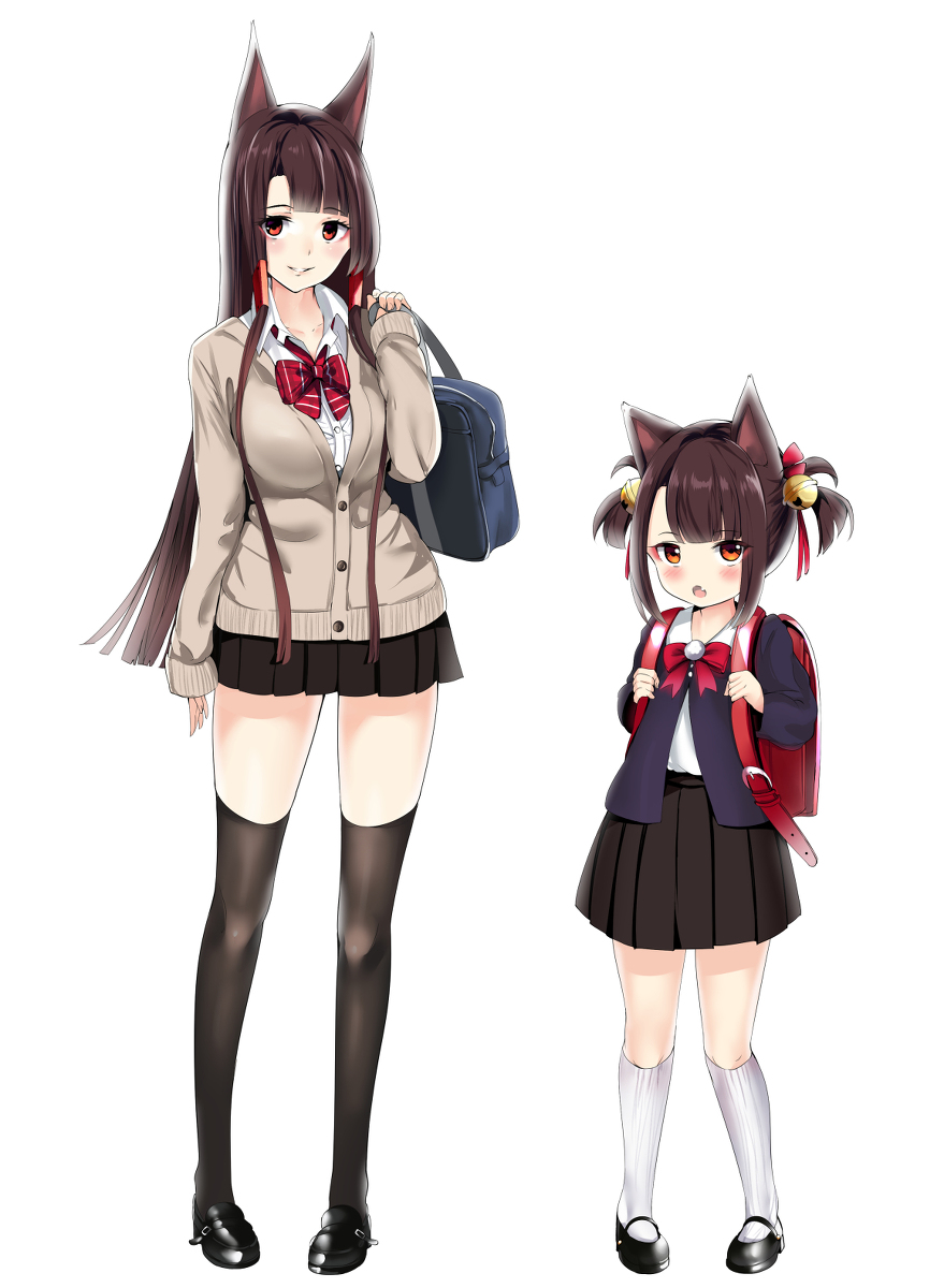 This is a pixiv picture whose title is 赤城（学生風）.