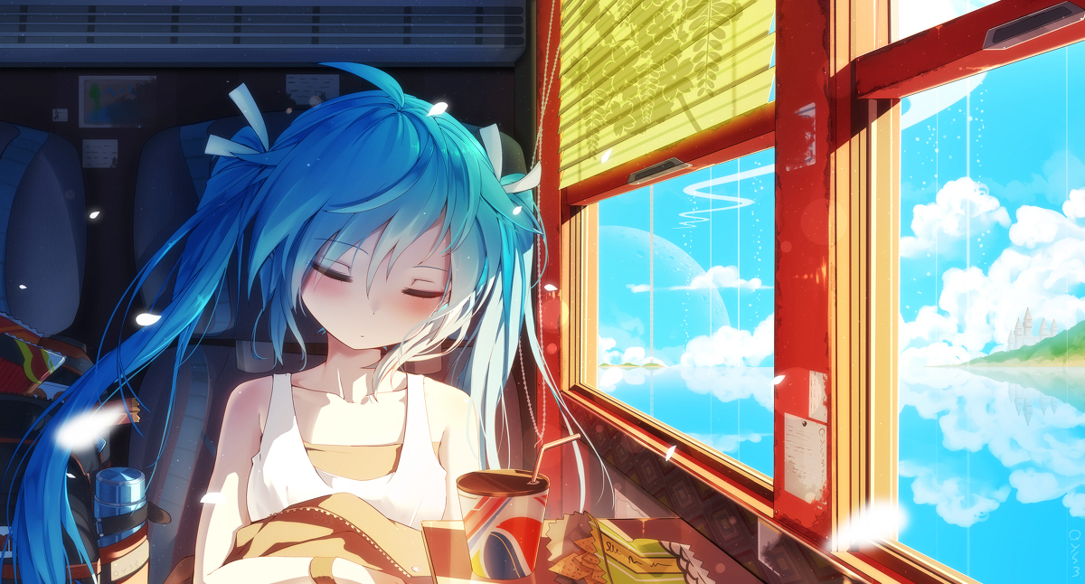 This is a pixiv picture whose title is miku 打盹.