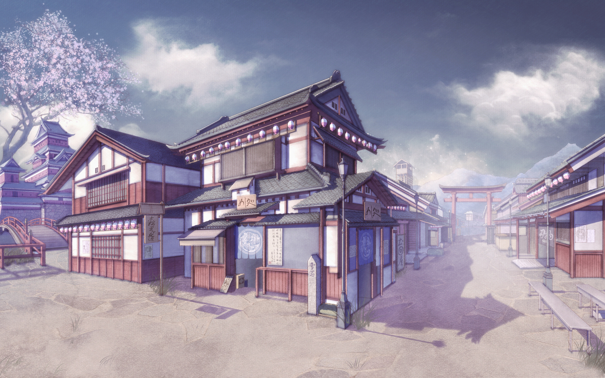 This is a pixiv picture whose title is 城下町.