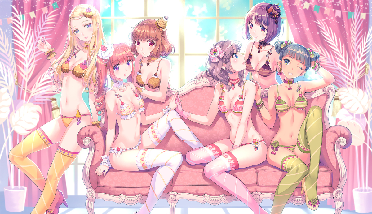 This is a pixiv picture whose title is スイーツ下着女子会.