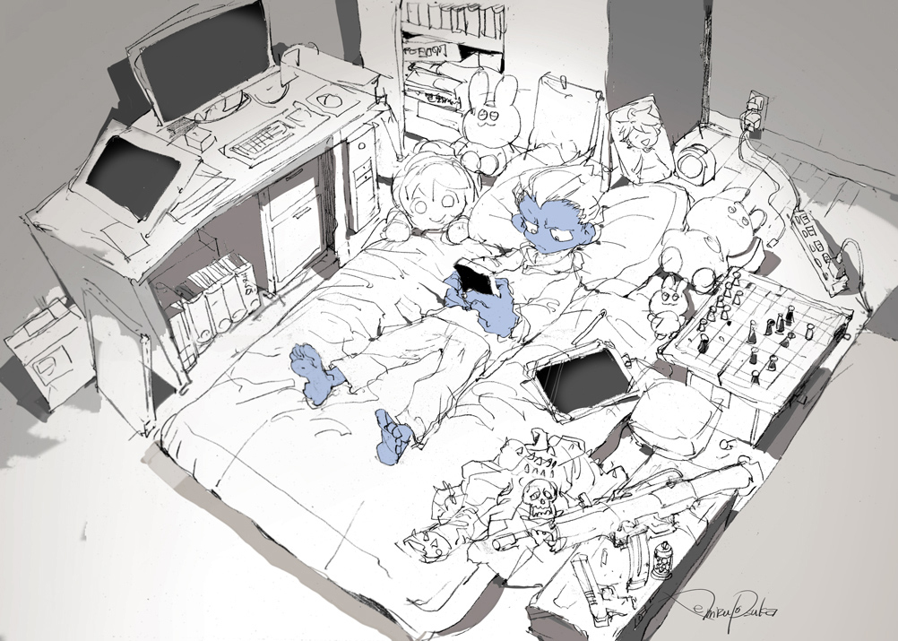 This is a pixiv picture whose title is 寝る前.