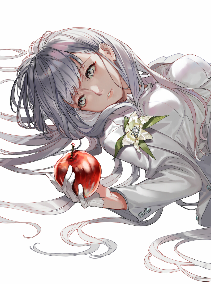 This is a pixiv picture whose title is アルビノ少女と禁断の果実.