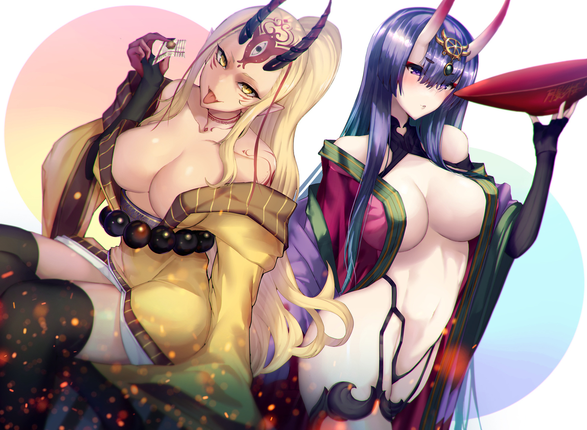 This is a pixiv picture whose title is 大人　酒呑茨木.