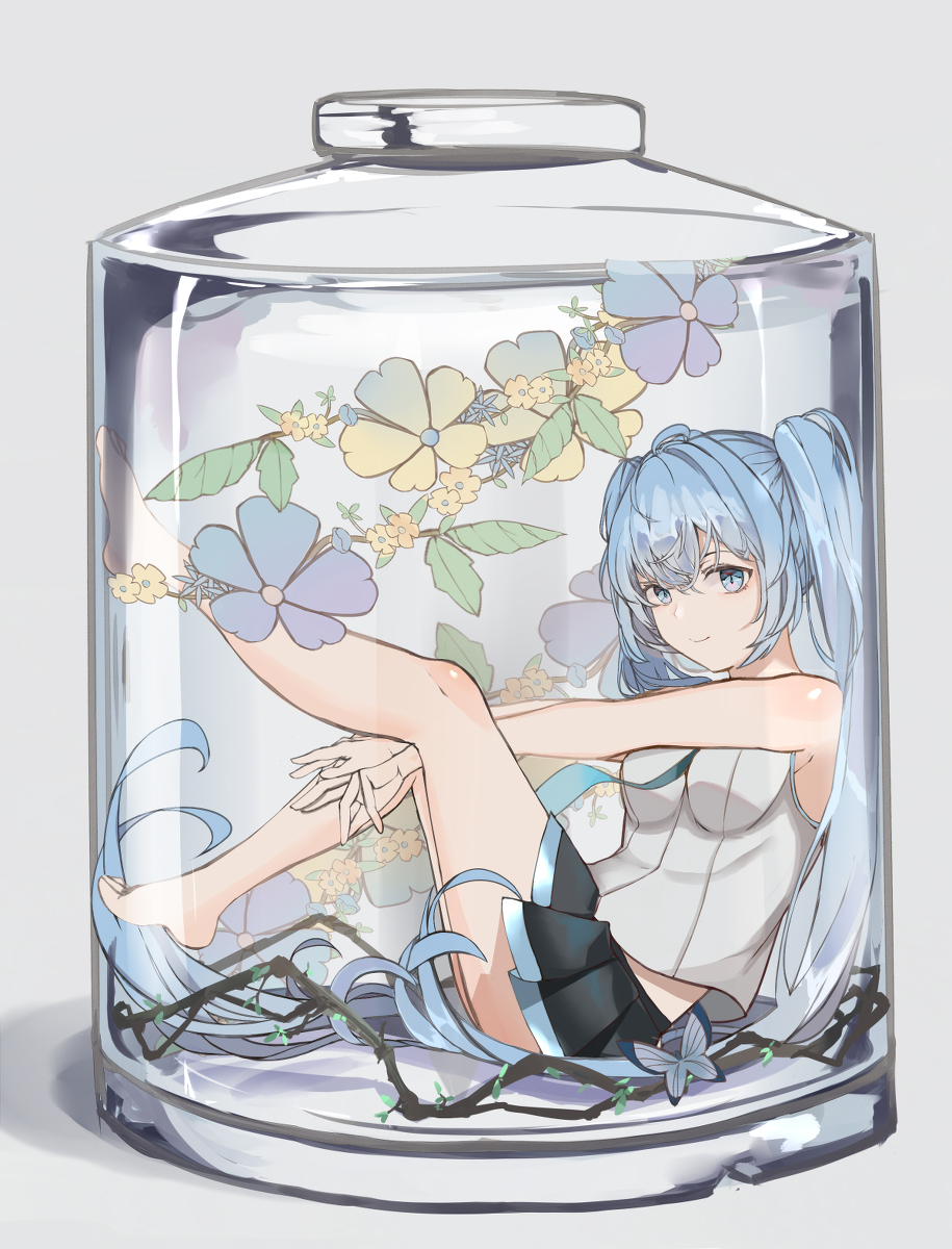This is a pixiv picture whose title is 瓶中少女.