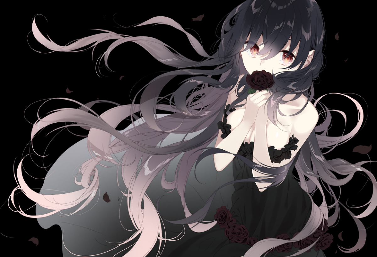 This is a pixiv picture whose title is 黒薔薇.