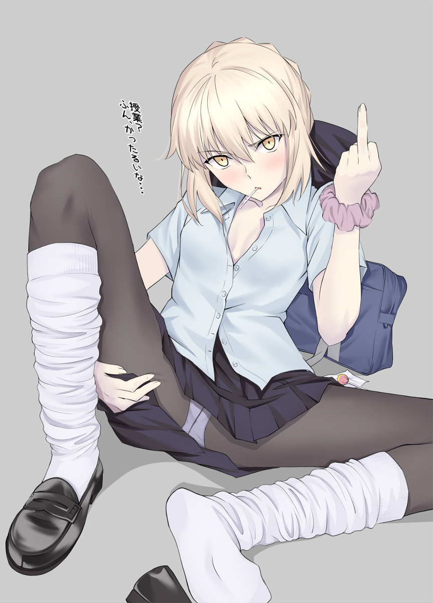 This is a pixiv picture whose title is ちょいワルJK風セイバーオルタ（ちょい修正版）.