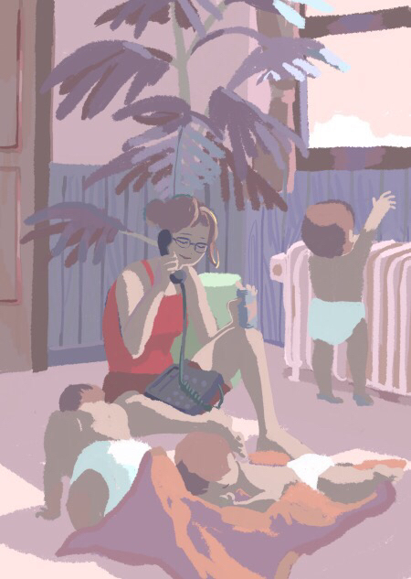 This is a pixiv picture whose title is 天国への電話.