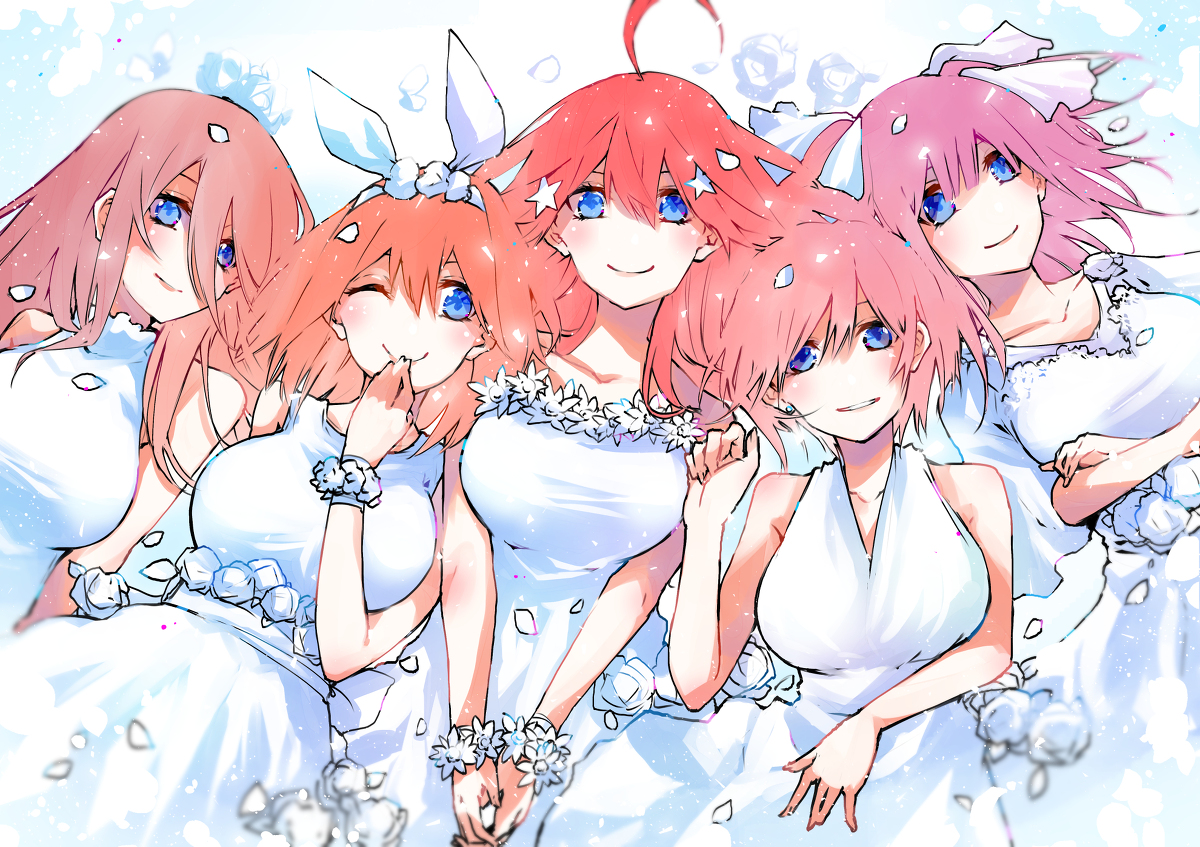 This is a pixiv picture whose title is *+中野家五つ子誕生日*+.