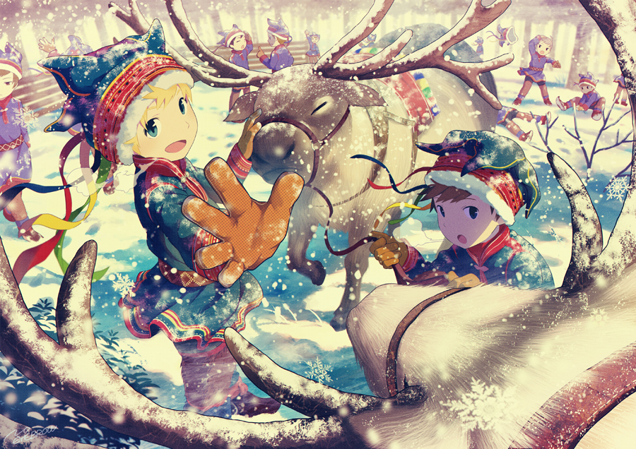 This is a pixiv picture whose title is サーミの少年達.