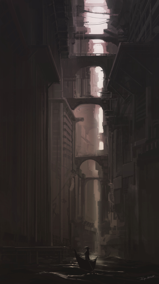 This is a pixiv picture whose title is 水没都市.