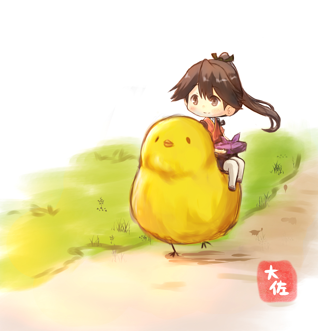 This is a pixiv picture whose title is 鳳翔さんとひよこ大将.