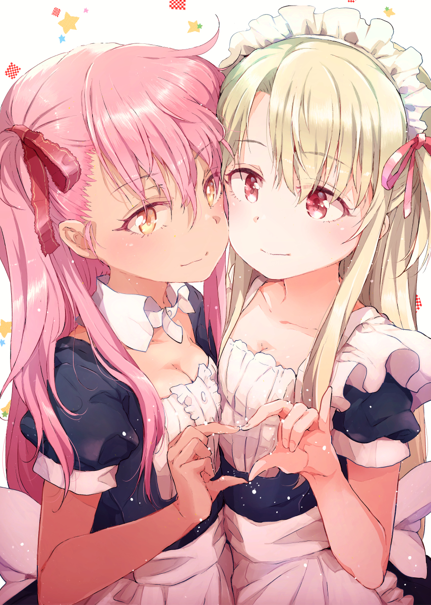 This is a pixiv picture whose title is メイドクロエちゃんとメイドイリヤちゃん.