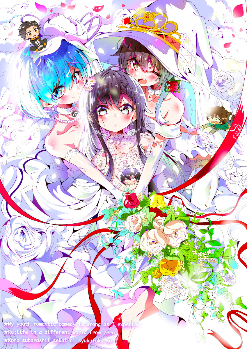 This is a pixiv picture whose title is 花嫁3人娘♪.