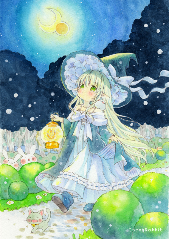 This is a pixiv picture whose title is ふたご月夜の魔女さん.