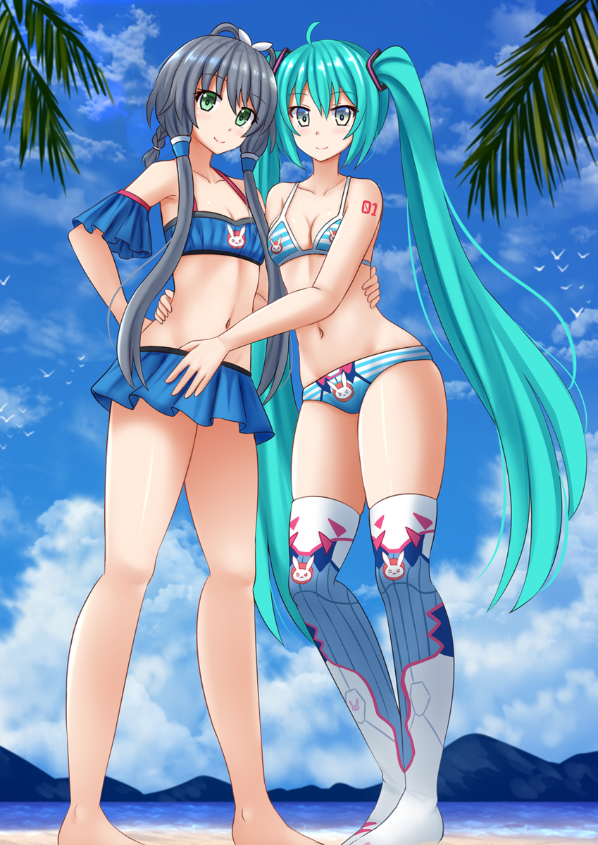 This is a pixiv picture whose title is Luo x Miku.