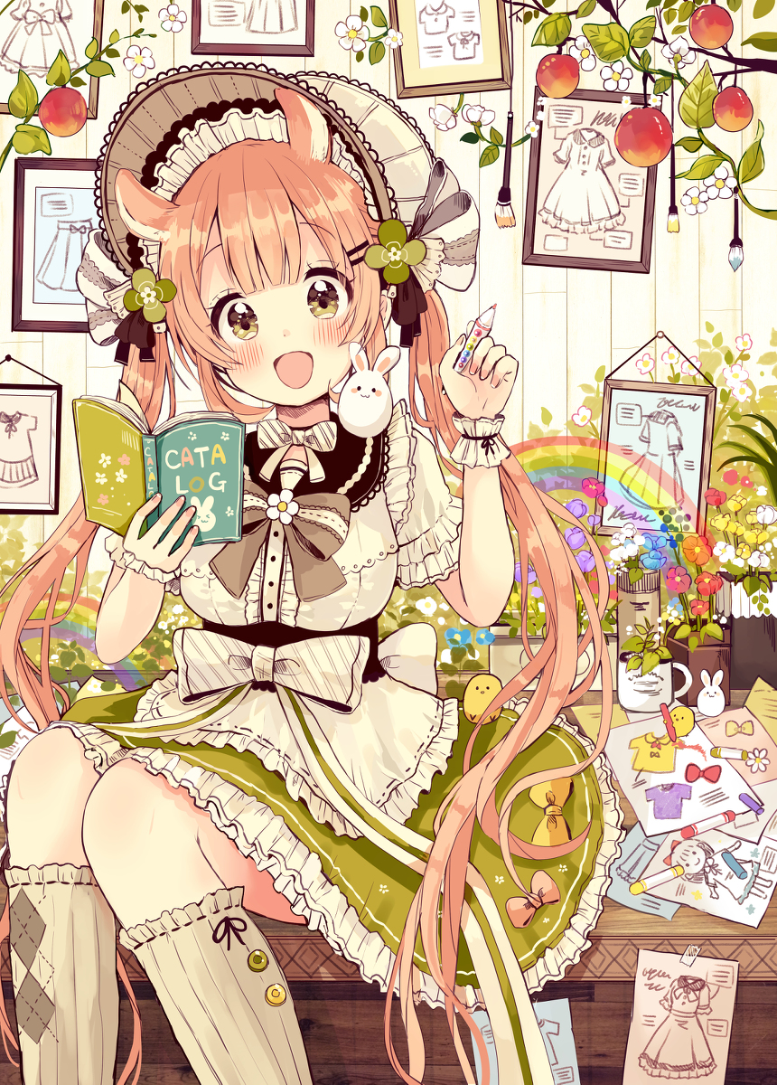This is a pixiv picture whose title is お絵描き娘.