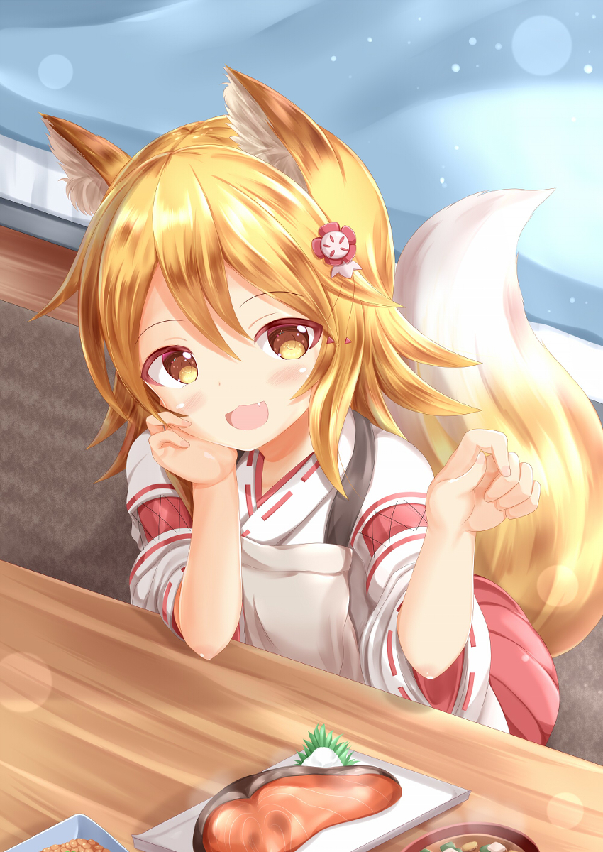This is a pixiv picture whose title is 「ほら、ほっぺにごはん粒がついておるぞ」.