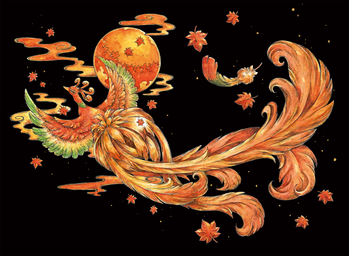 This is a pixiv picture whose title is 鈴の音響く臙脂色の空.