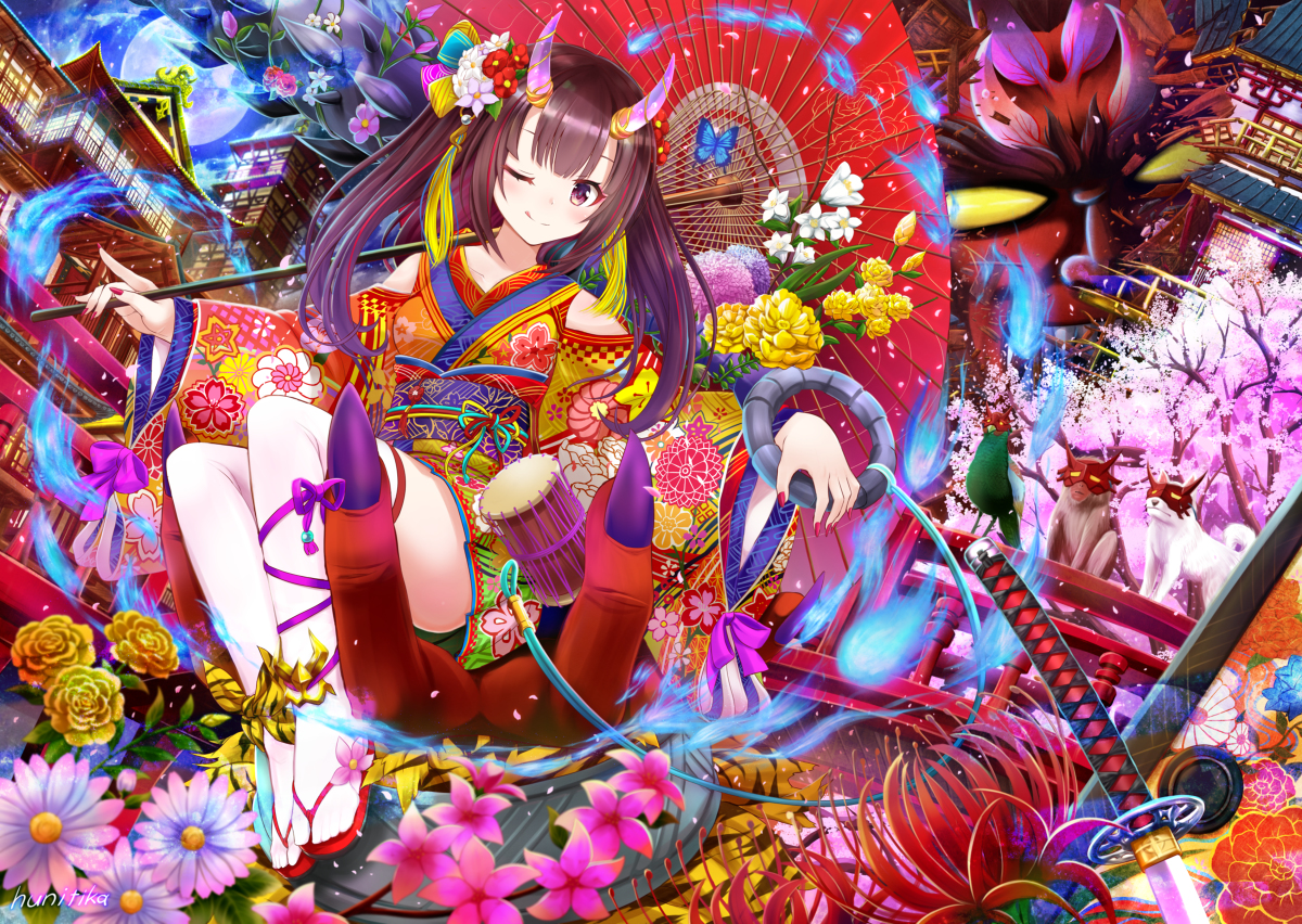 This is a pixiv picture whose title is 鬼姫.