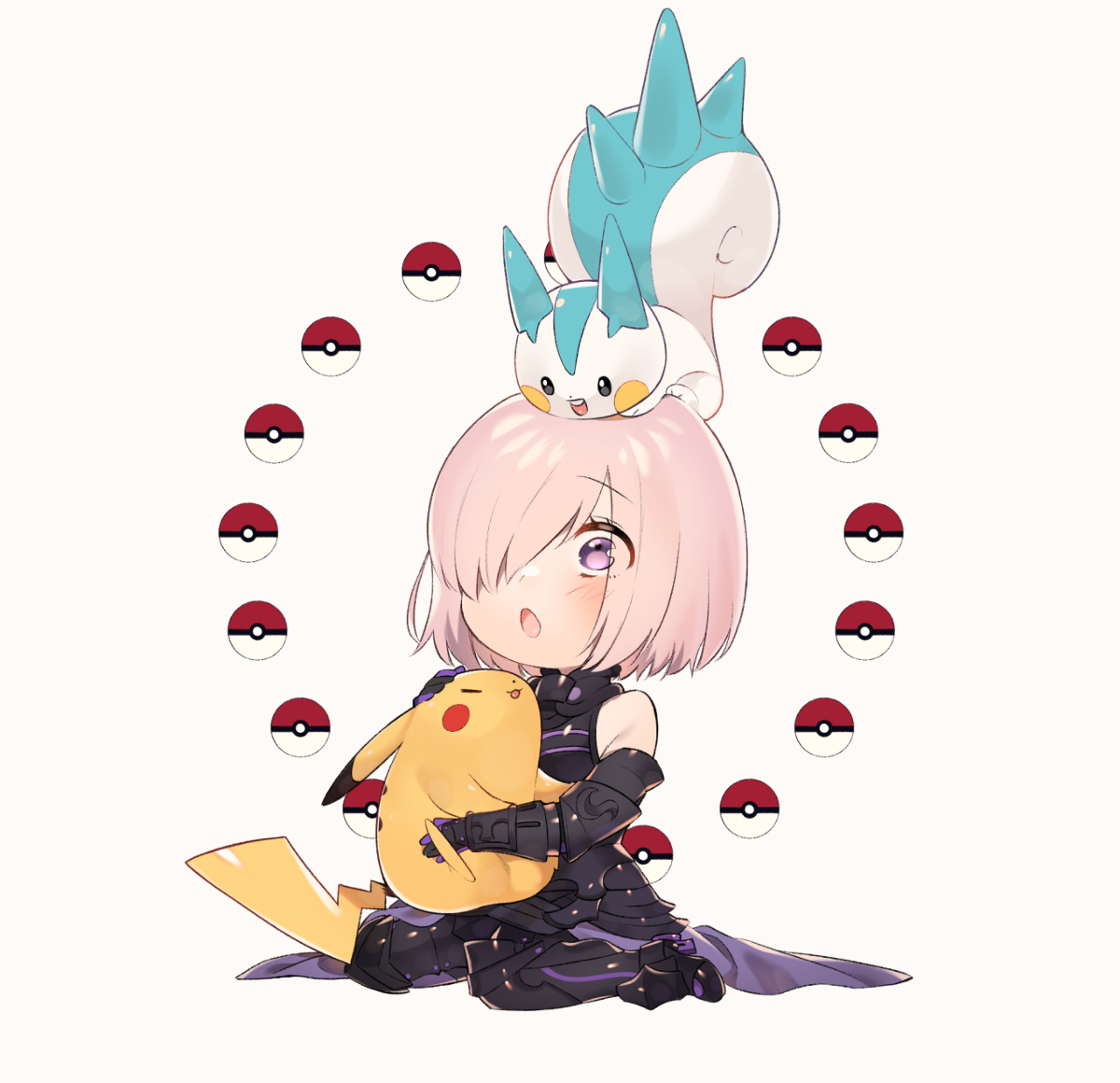 This is a pixiv picture whose title is マシュとポケモン.