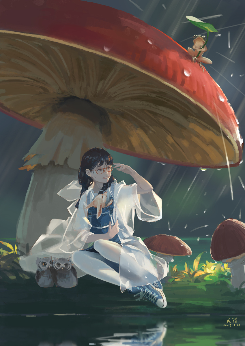 This is a pixiv picture whose title is 雨宿り.