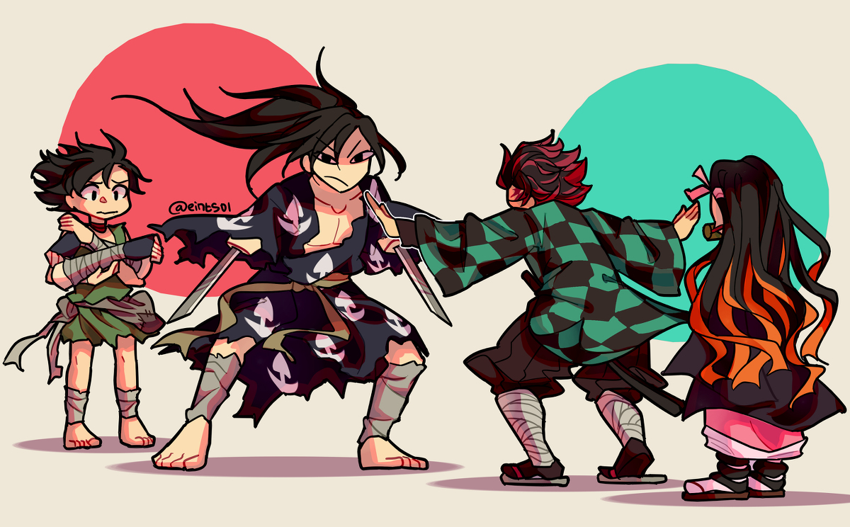 This is a pixiv picture whose title is Crossover Dororo & Kimetsu NY..