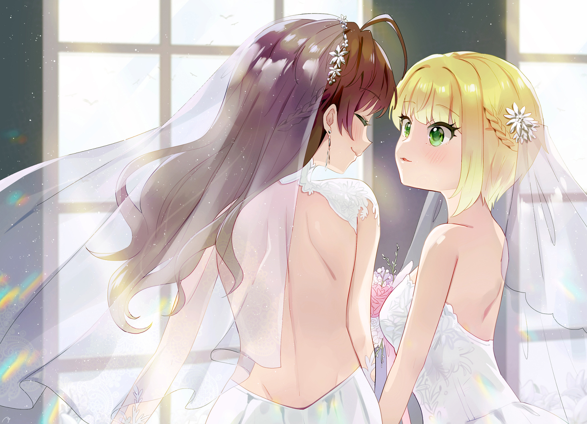 This is a pixiv picture whose title is しきフレ結婚式.