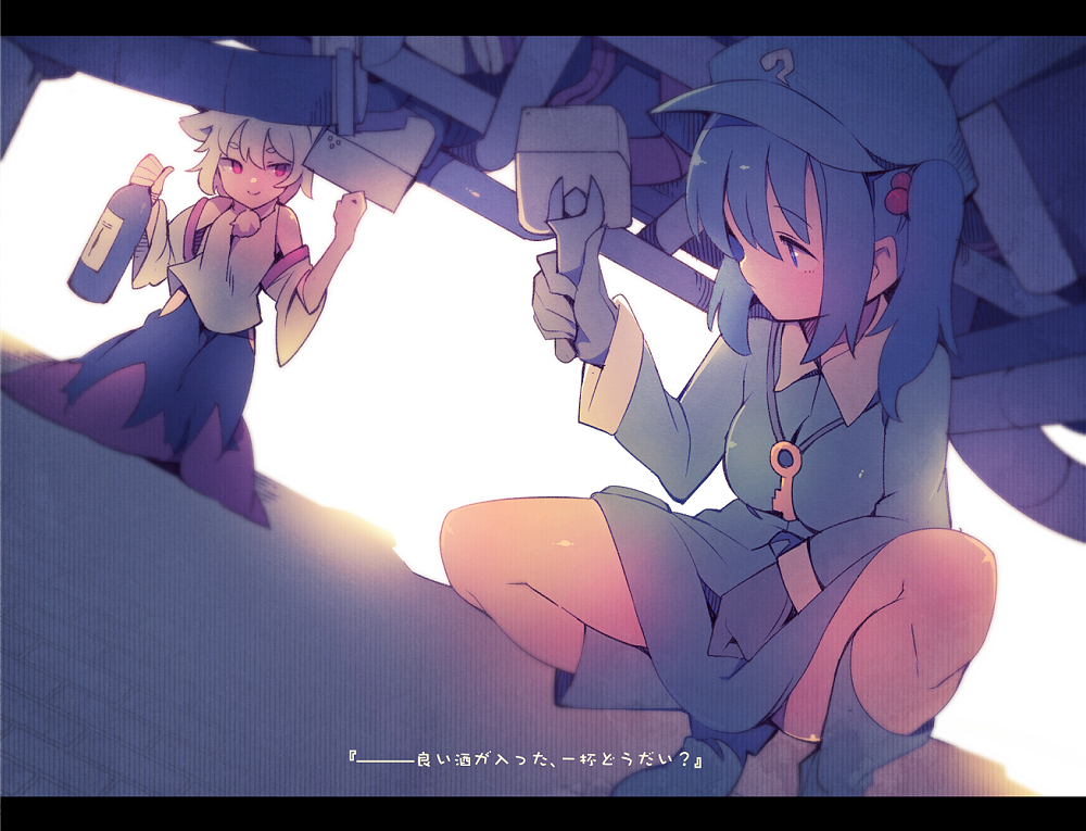 This is a pixiv picture whose title is 縁の下の河童.