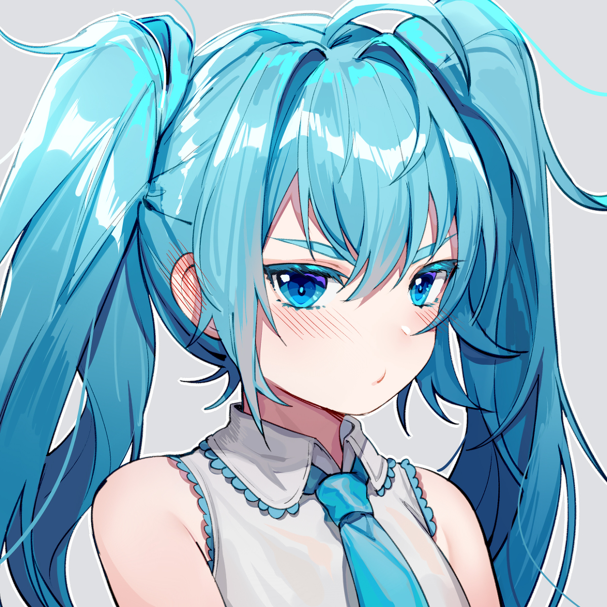 This is a pixiv picture whose title is 【落書き】照れた初音ミク.