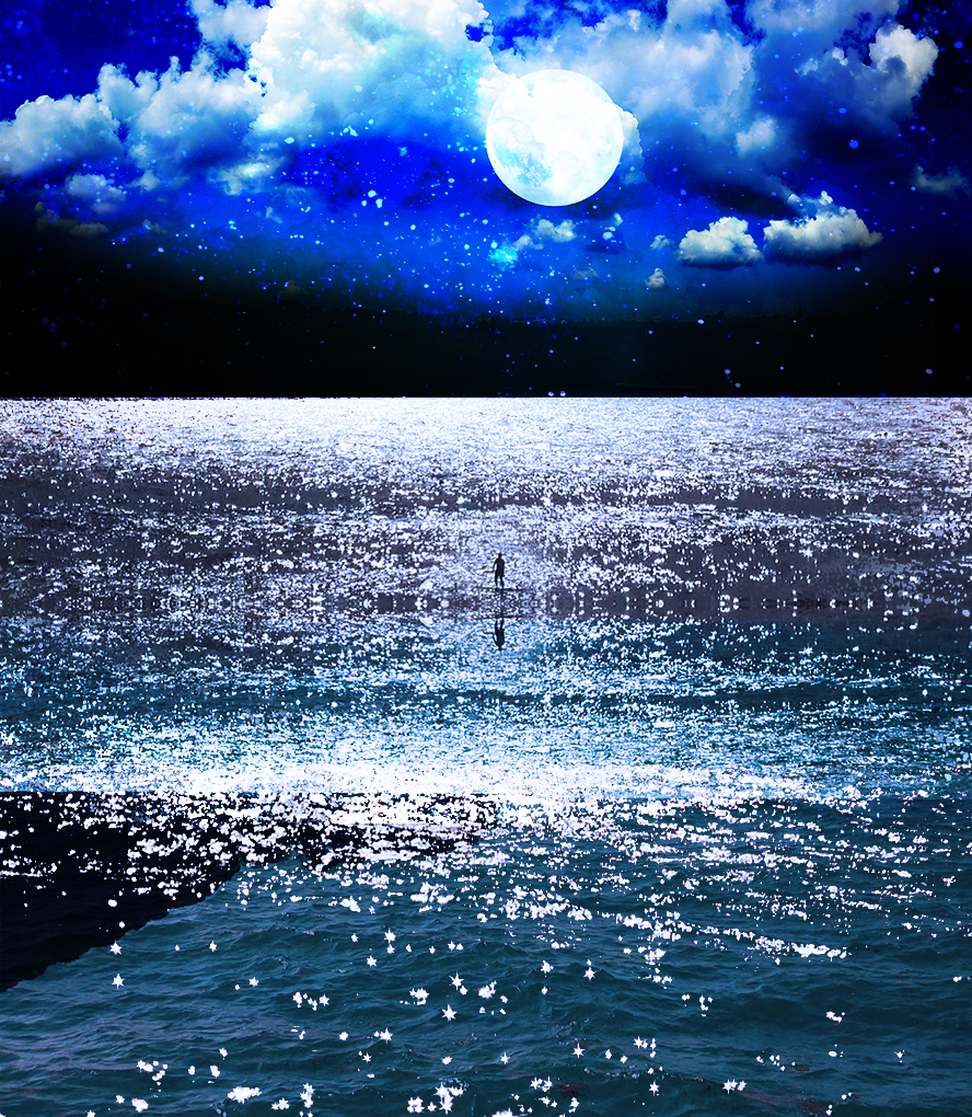 This is a pixiv picture whose title is 不知火海に一人.