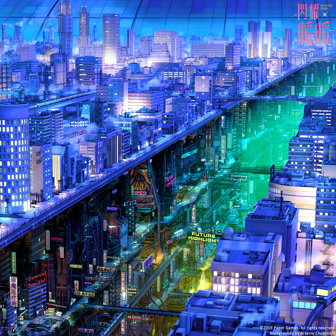 This is a pixiv picture whose title is Mechanical city Abyss.