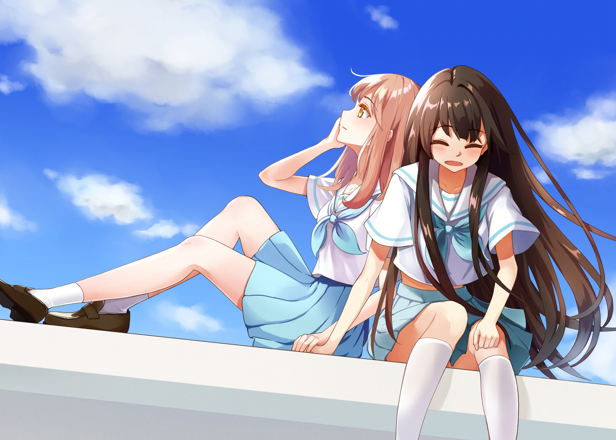 This is a pixiv picture whose title is 青空の下.