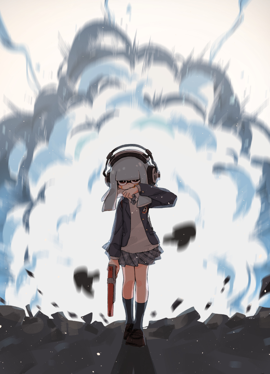 This is a pixiv picture whose title is マルチミサイルを撃つイカちゃん.