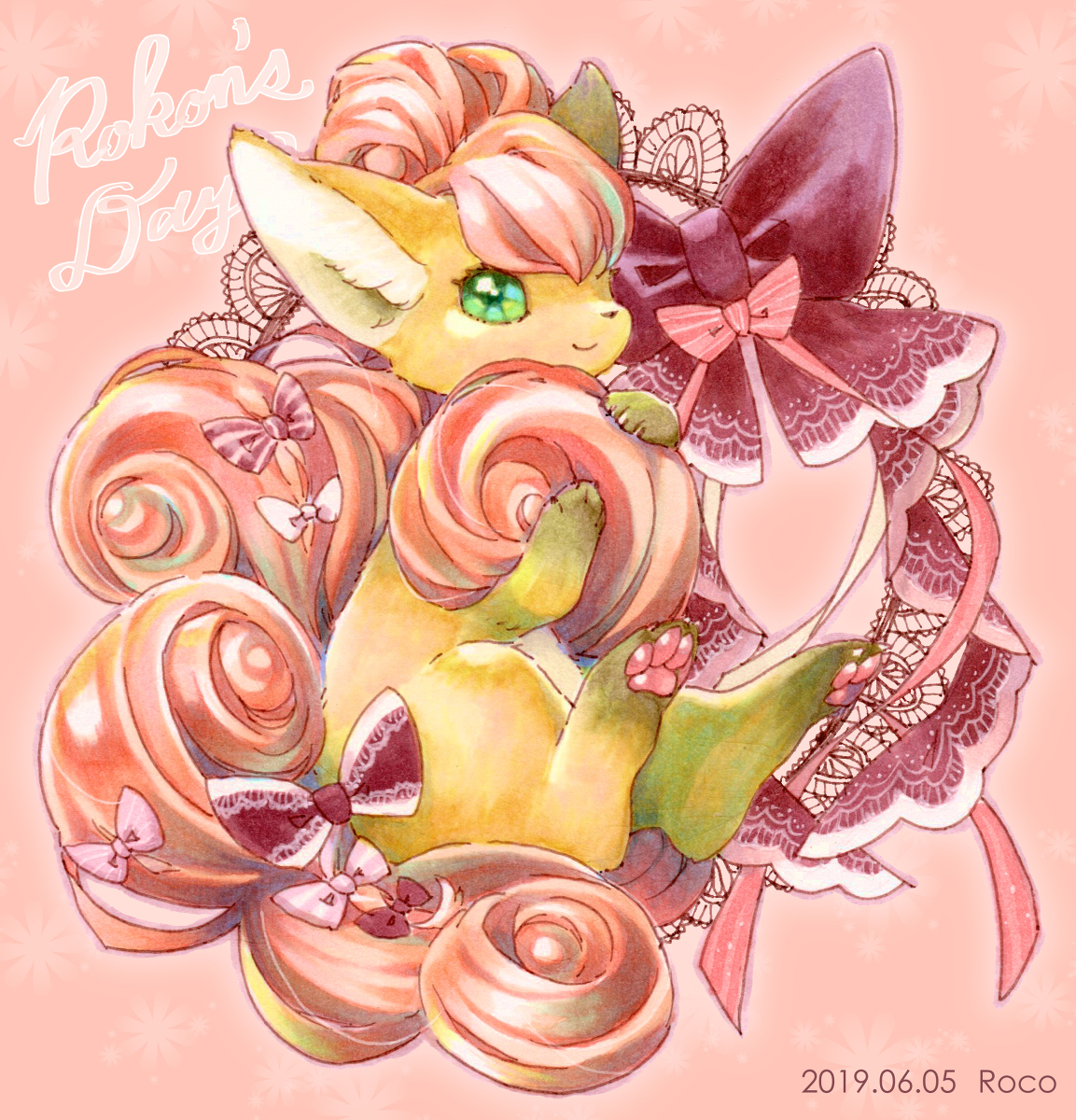 This is a pixiv picture whose title is ロコンの日.