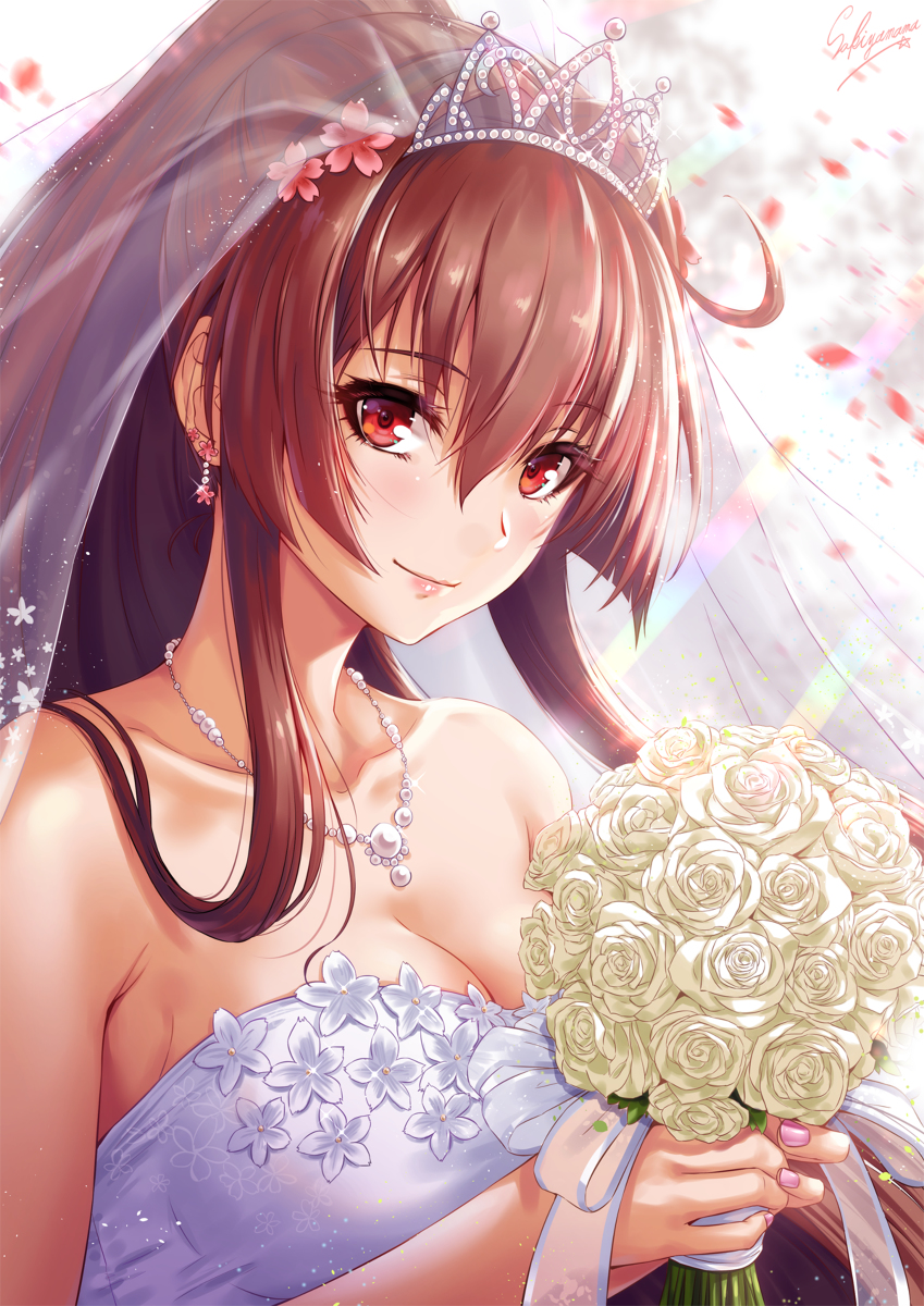 This is a pixiv picture whose title is 花嫁大和.