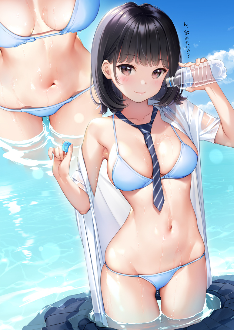 This is a pixiv picture whose title is 水を飲ませてくれない女の子.