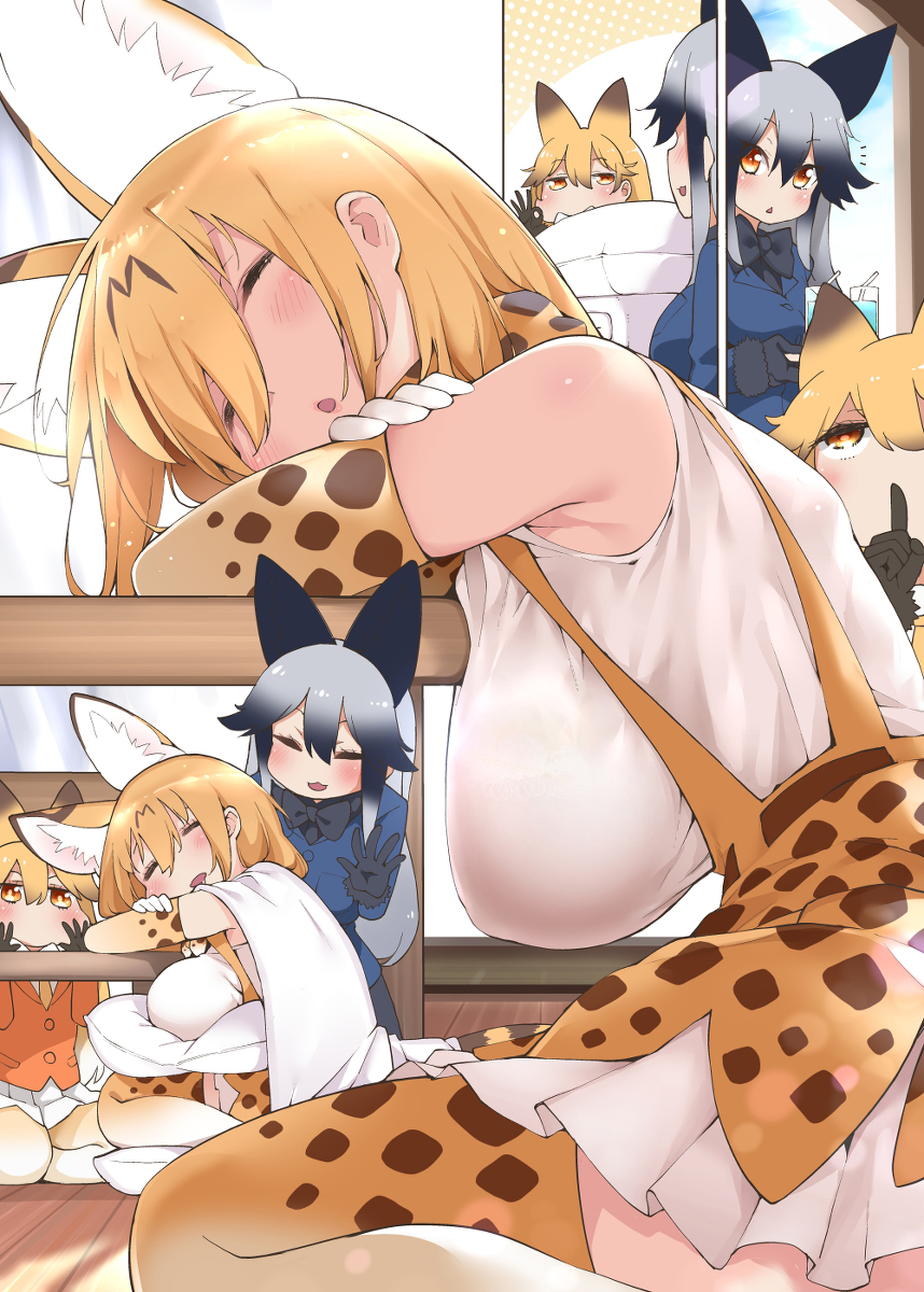 This is a pixiv picture whose title is サーバル姉さんの午後の居眠りとフレンズのやさしさ.