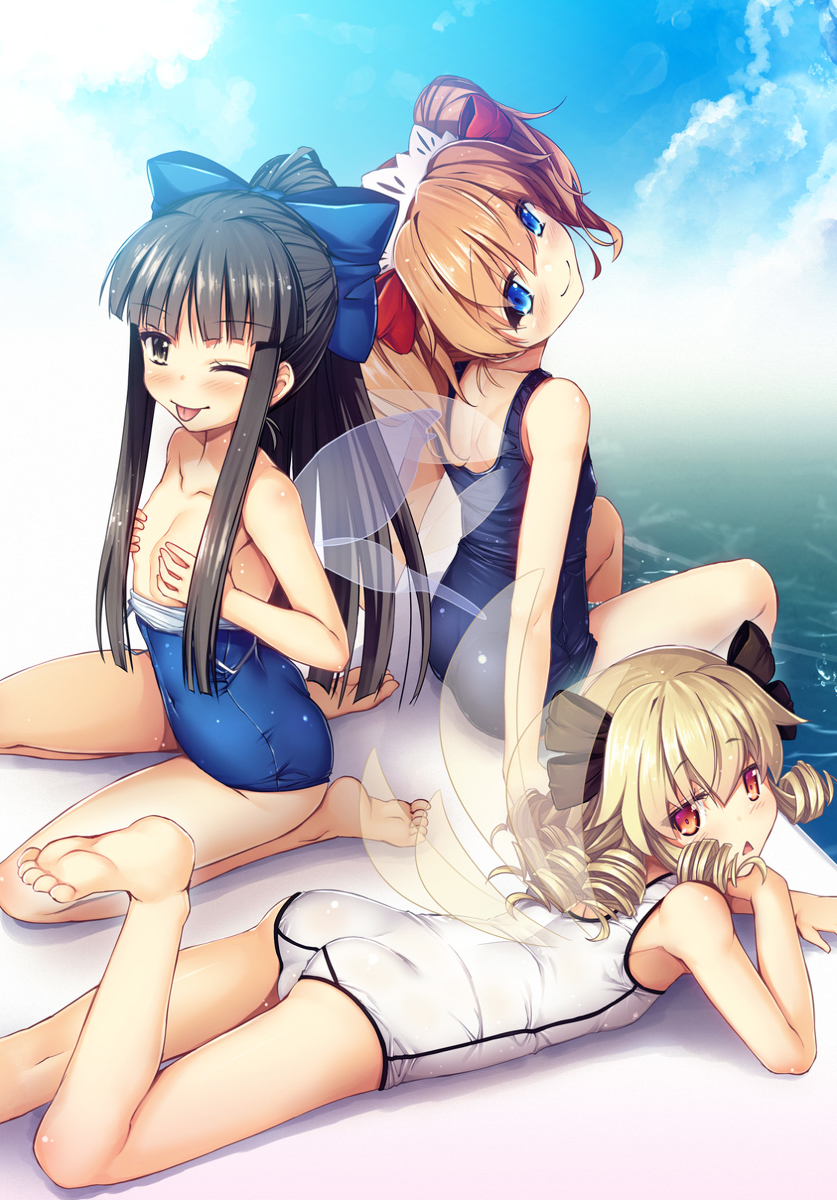 This is a pixiv picture whose title is スク水三月精.