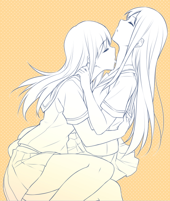 This is a pixiv picture whose title is 百合练习 半成品.