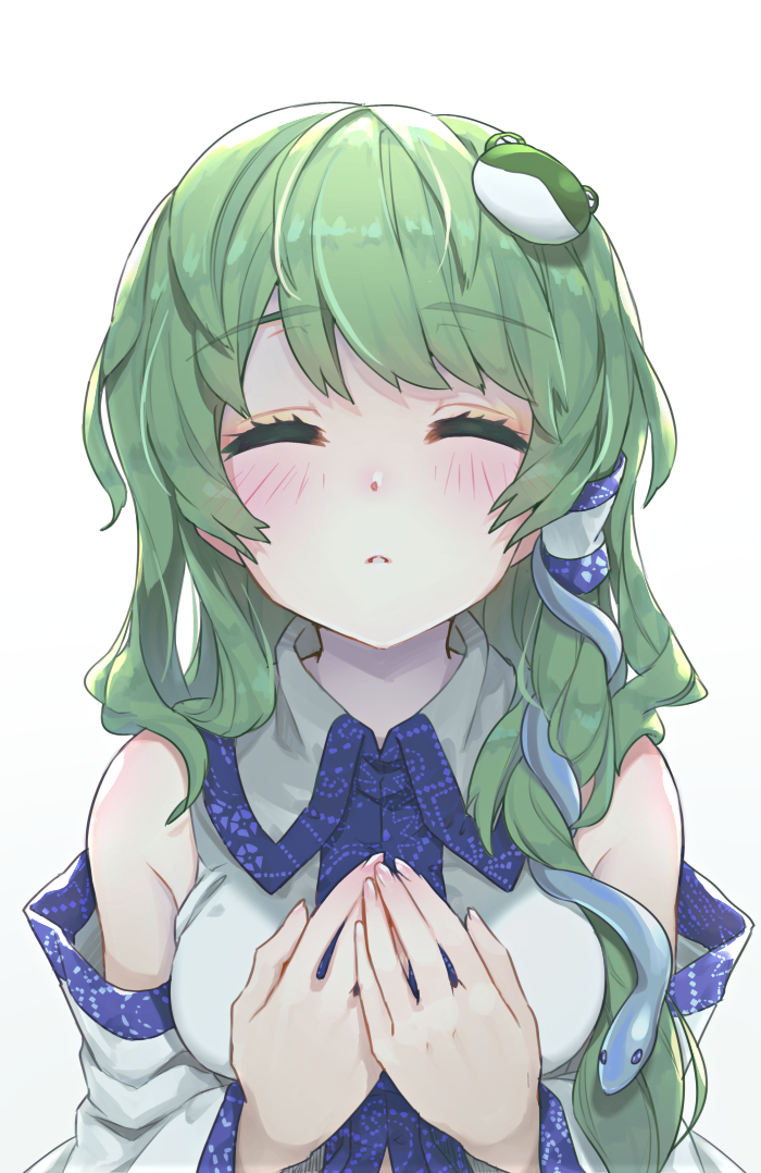 This is a pixiv picture whose title is 早苗さんキッス.