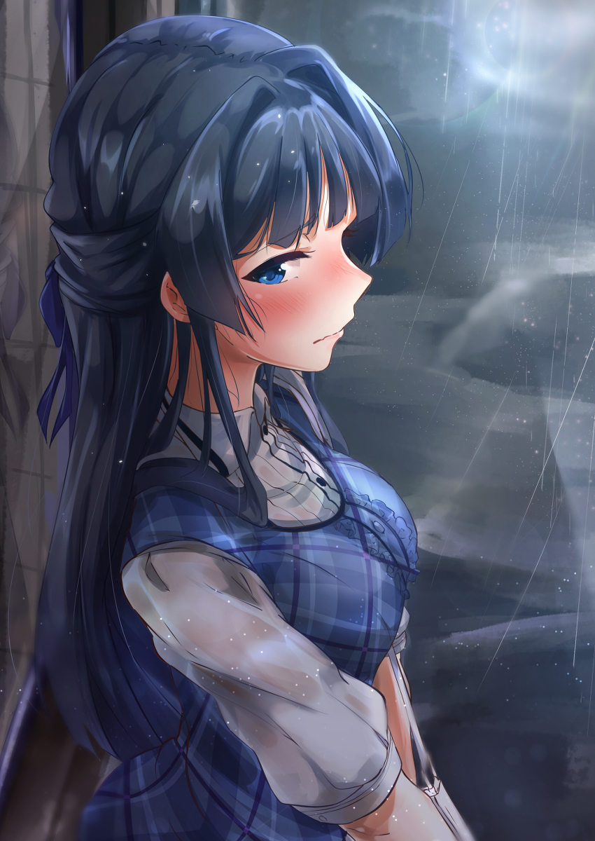 This is a pixiv picture whose title is 雨宿り.